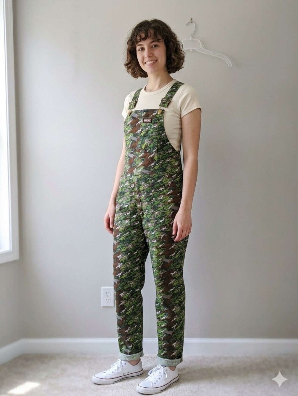Run & Fly Camo Dino Dungarees Overalls Sz S